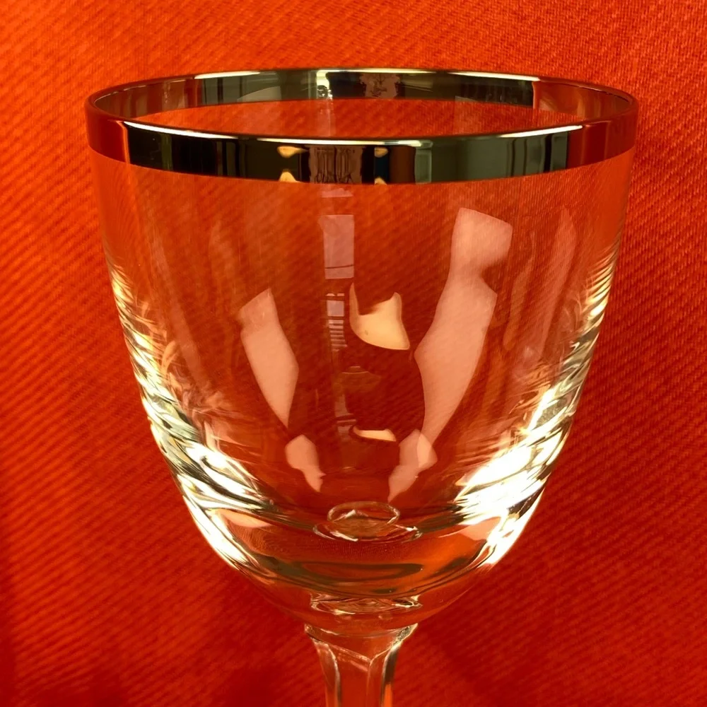 Vintage 1960’s Set of 6 Wine Glasses with Real SILVER Rim